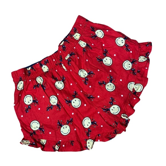 Aerie Red Sleepwear Ruffle Pajama Shorts with Christmas Pattern size Small NWT - Picture 2 of 6